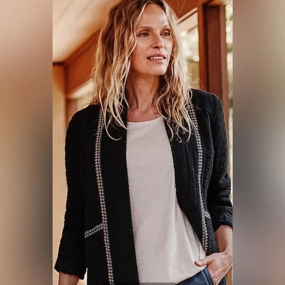 NWT J.Jill Pure Jill Seersucker Black Jacket Size Small - Picture 1 of 10